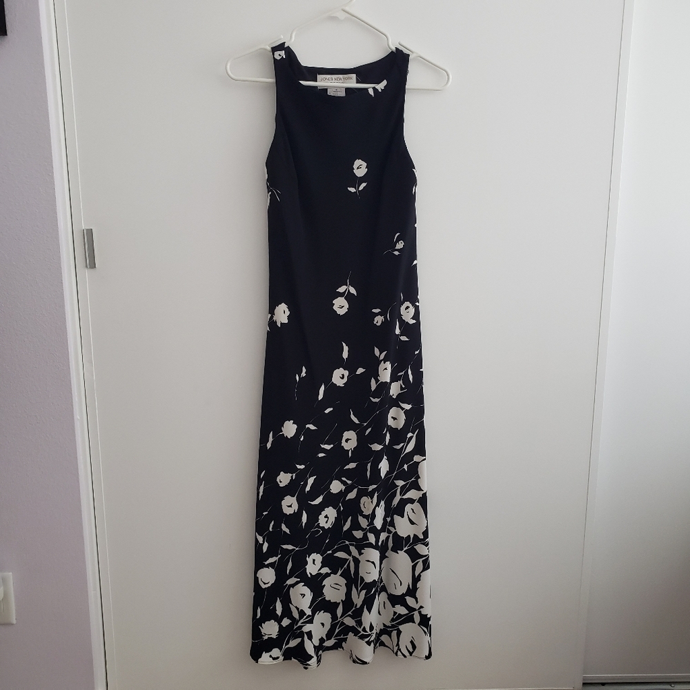 JNY Floral Black and White Women's Dress